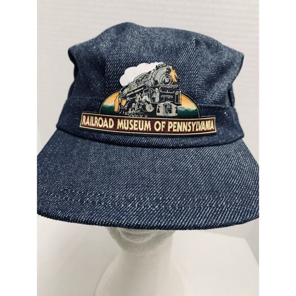 Railroad Museum of Pennsylvania Conductor Hat Denim Made in USA Snapback Unworn - Picture 2 of 10